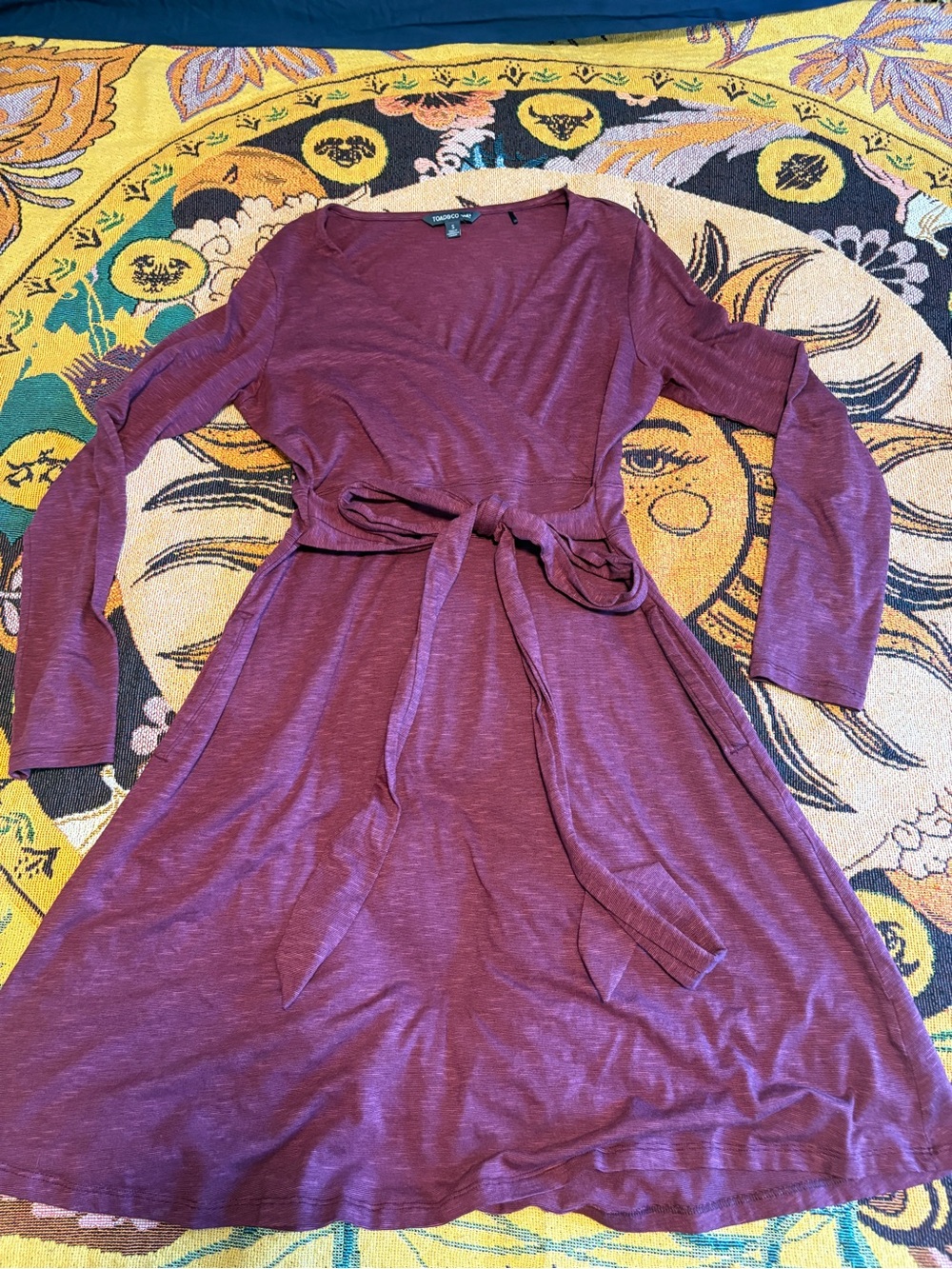 Toad&Co Mauve Long-Sleeve Belted Wrap Dress